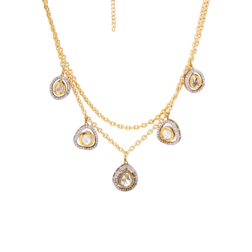 22Kt Gold Plated Radiant Polki Charm Necklace : CH32018