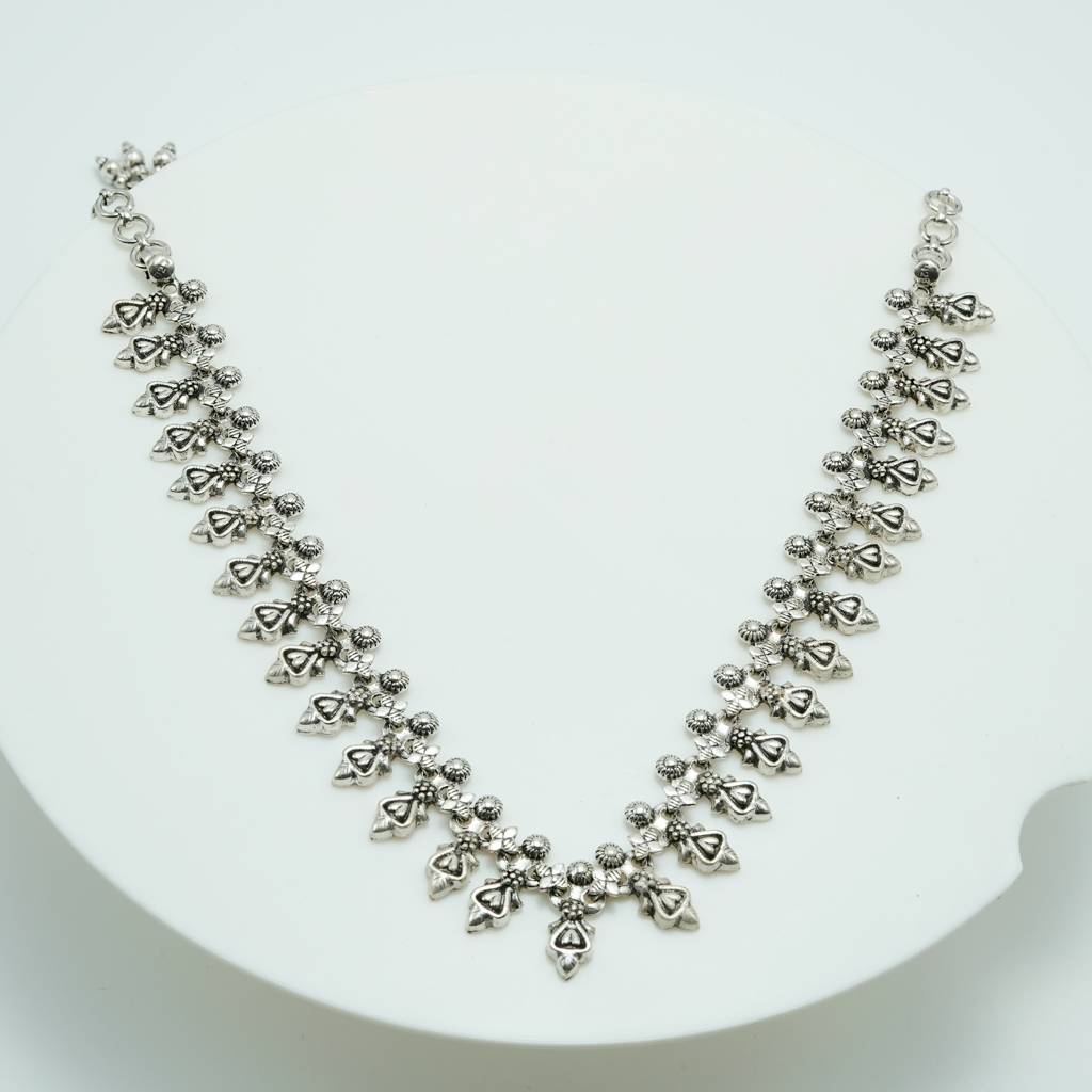 925 Pure Silver Antique Necklace & Earring Set | Silver Minimal Jewelry : NL1019A