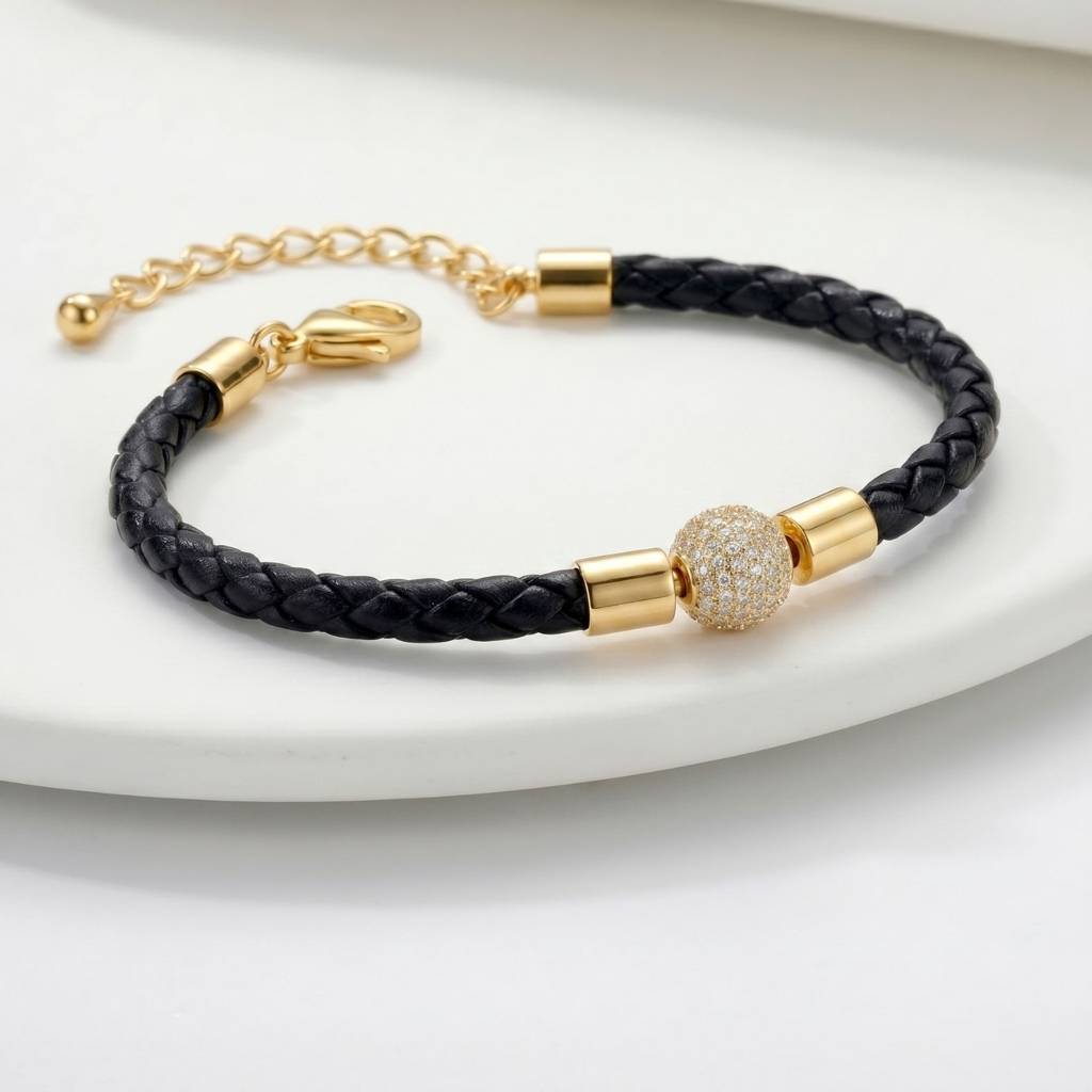 18K Gold-Plated Round Ball Rakhi | Classic Beaded Designer Rakhi For Brother | Elegant Raksha Bandhan Gift : RAKHI_056