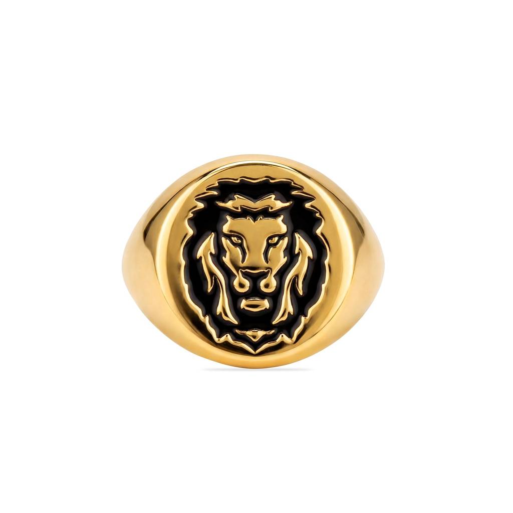 Regal Lion Gold Plated 925 Silver Men’S Adjustable Ring : M-RNG-40436-G-1MIC