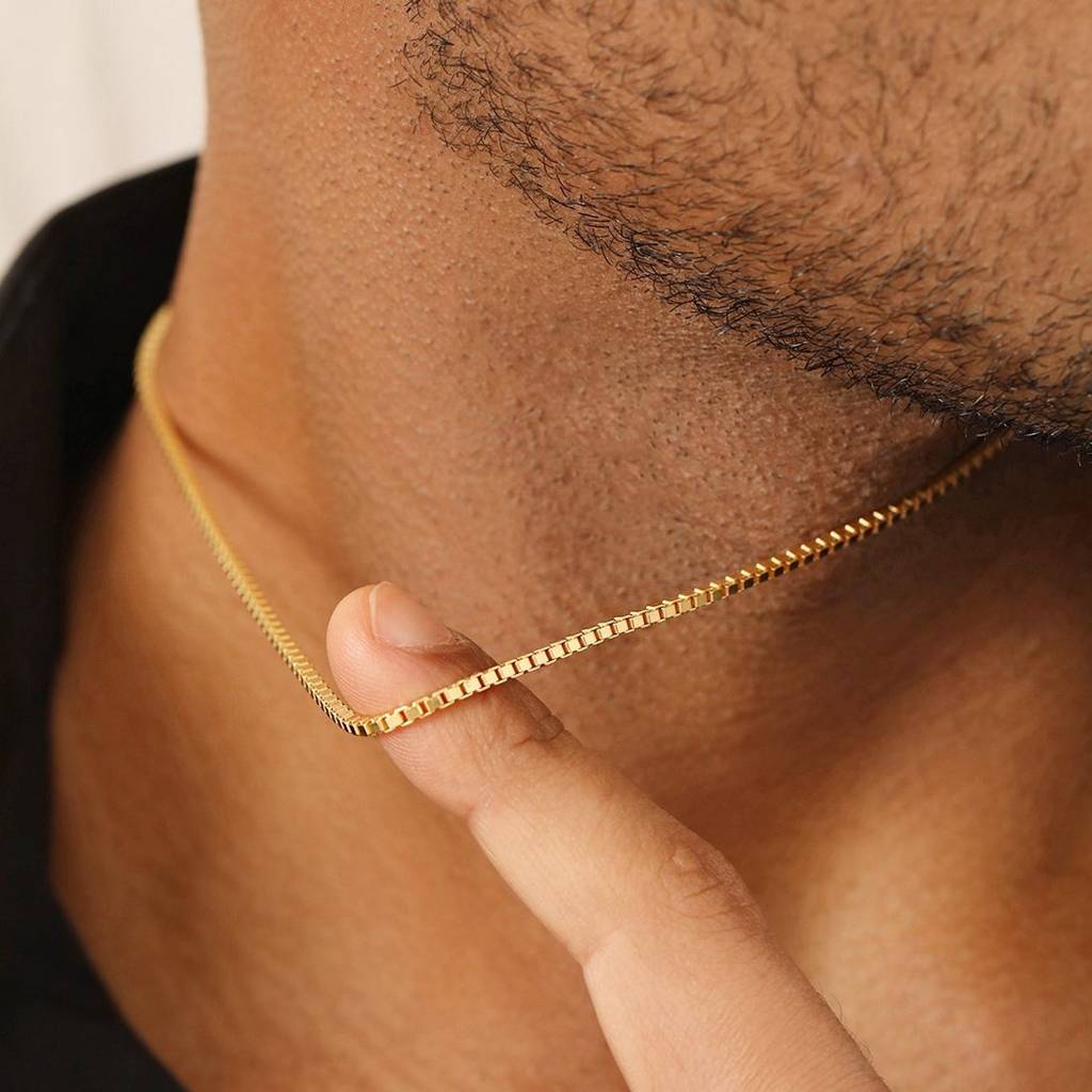 Sophisticated Gold Plated 925 Sterling Silver Men'S Box Chain : CH-10052-G