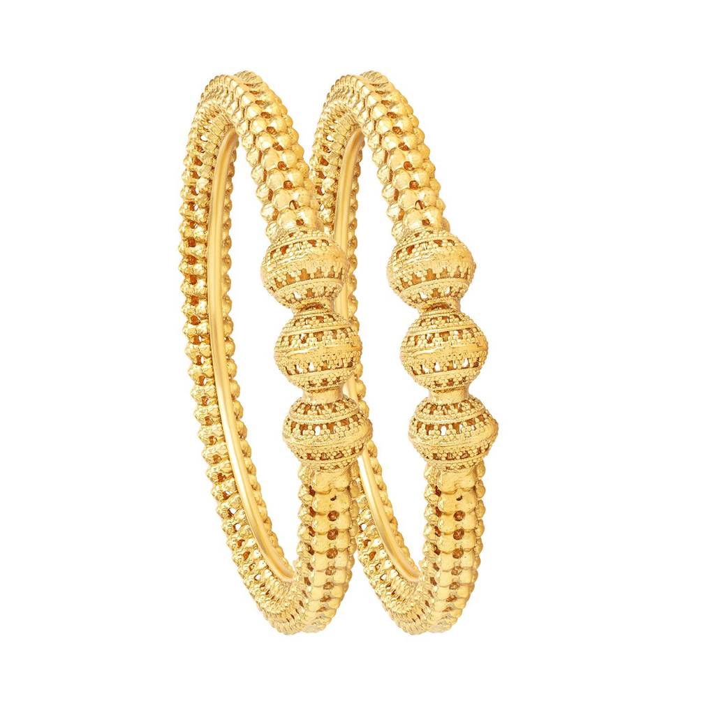 Peora Traditional Jewellery Fancy Designer Casual Party Gold Plated In Brass Set Of 2 Kada Bangles For Women : PF74B31-S2-4