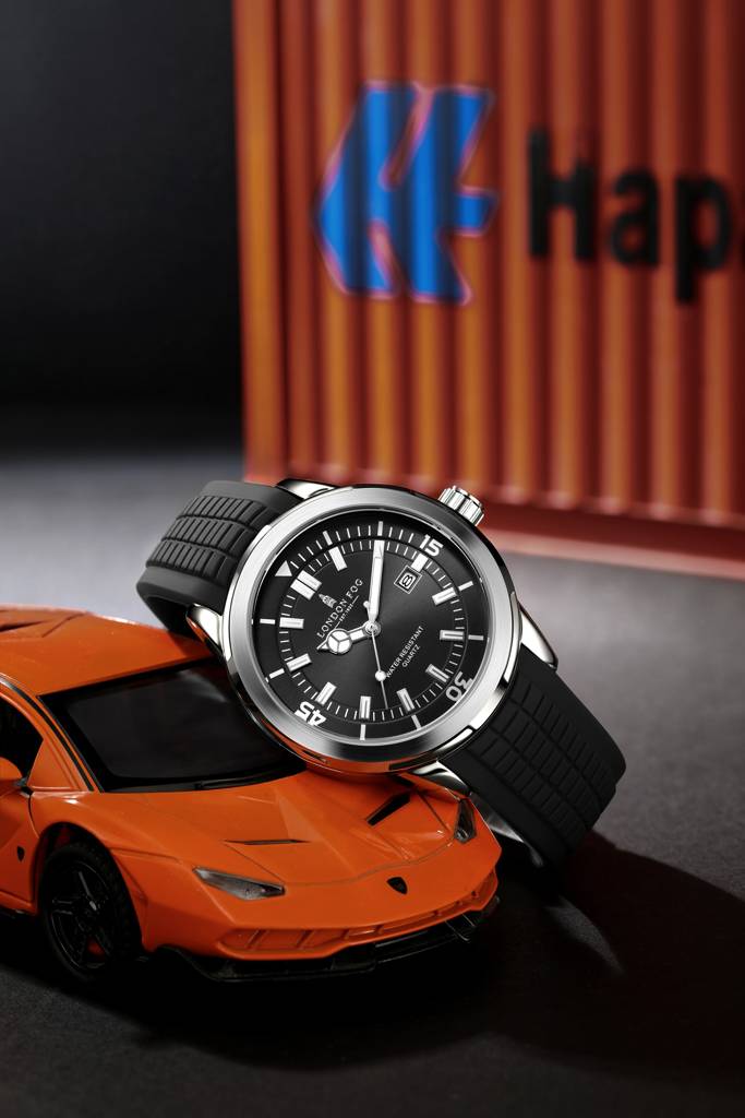Duke Collection Analog Quartz Watch For Men With Silicone Strap, Round Metal Case, Date Display, Luminous Hands  : LFM10005-02