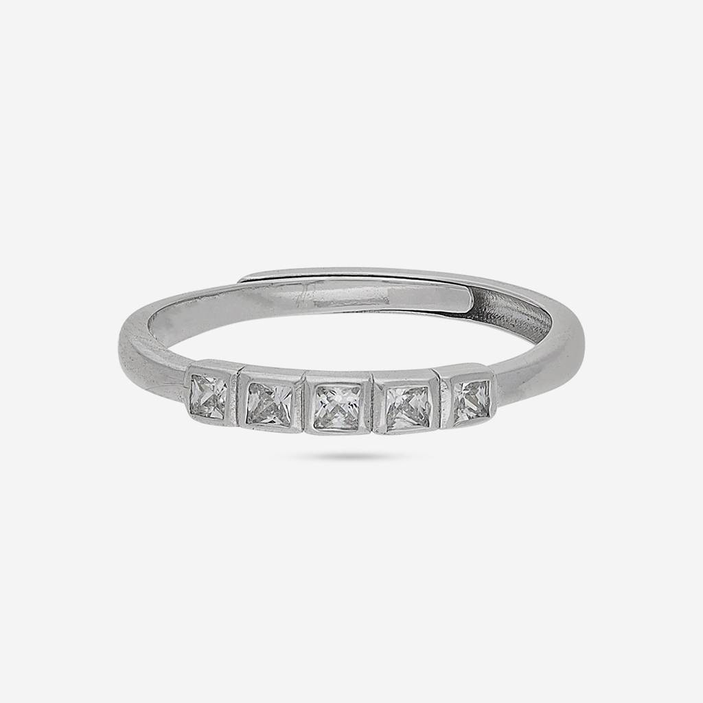 Kushal's Fashion Jewellery White Rodium Plated Silver Finger Ring