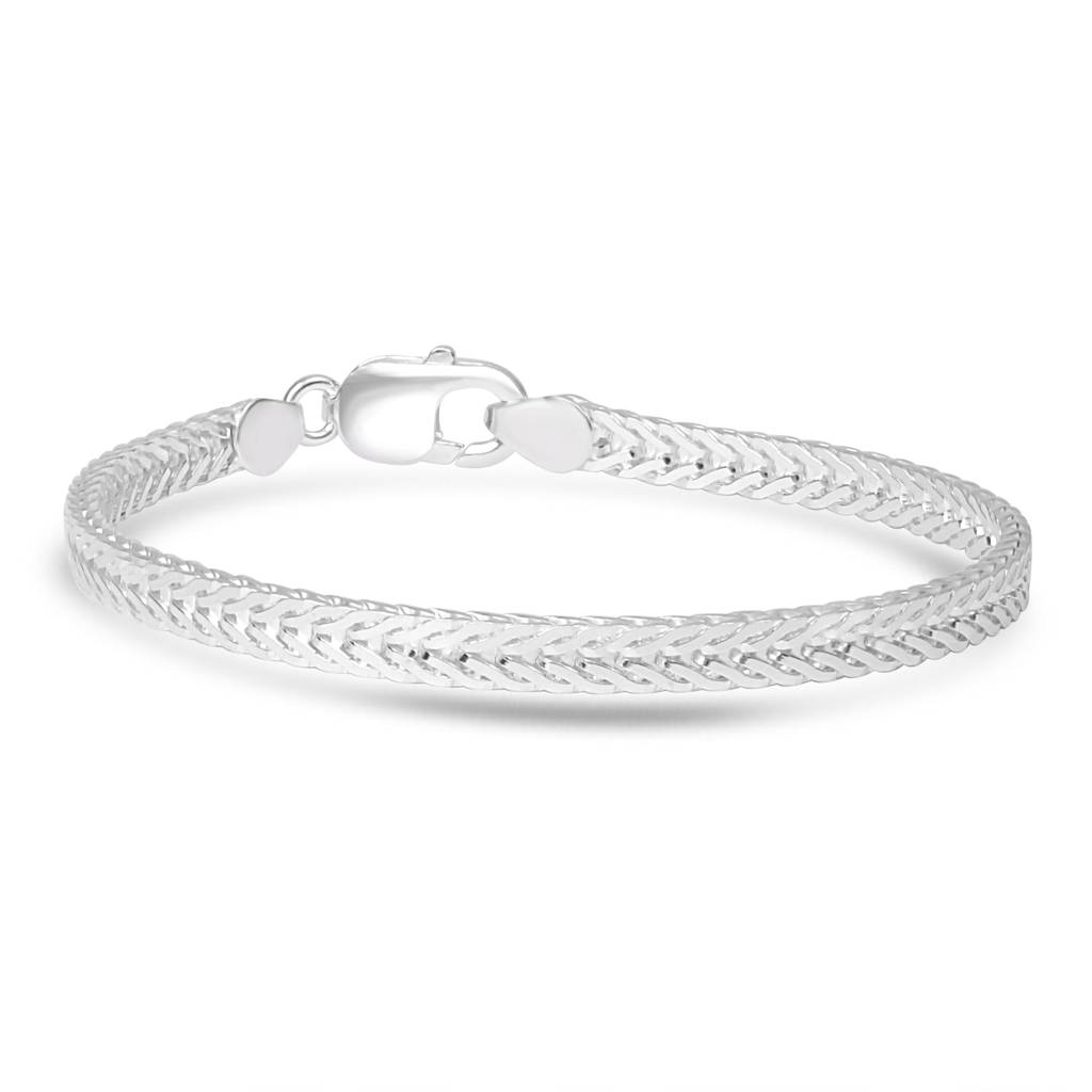 Linked Weave Silver Plated 925 Sterling Silver Men'S Bracelet : BR-80432-85-5-S