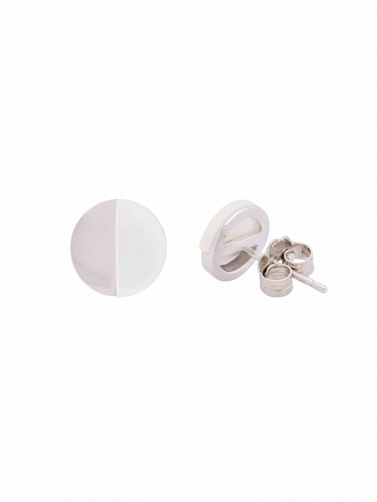 Kicky And Perky 925 Sterling Silver Mop Round Stud Earring : VSILIJE047_S