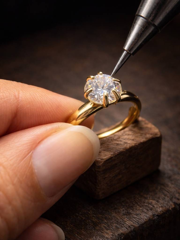 Big Stone Solitaire Ring – 18K Gold Cz Statement Ring : ATR815BSSR