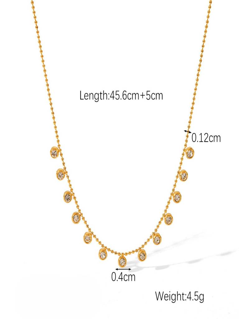 2 Ways Zircon Necklace And Bracelet Set 18K Gold Plated Waterproof Anti-Tarnish : AHC0925NB0347C2