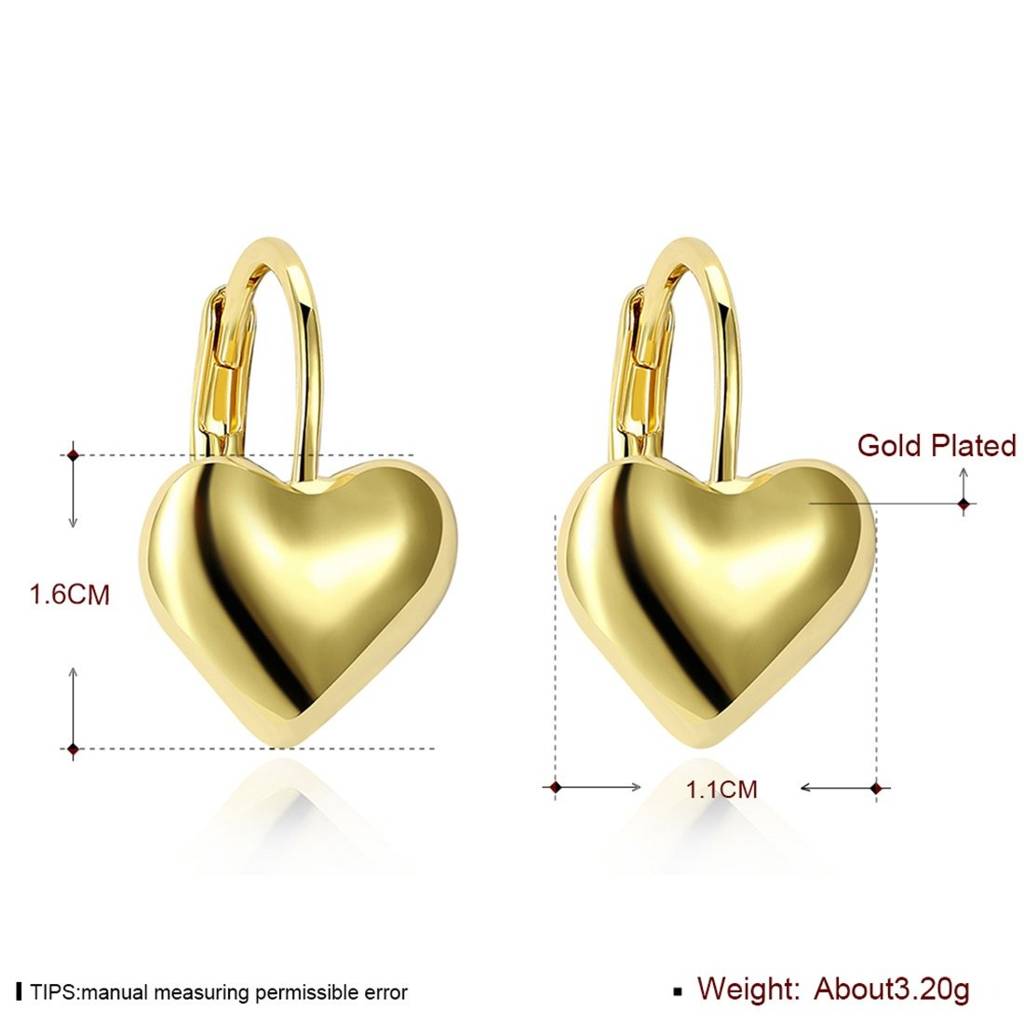 Golden Heart Design Hoop Earrings For Women Girls Fashion Jewellery : PX9E15G