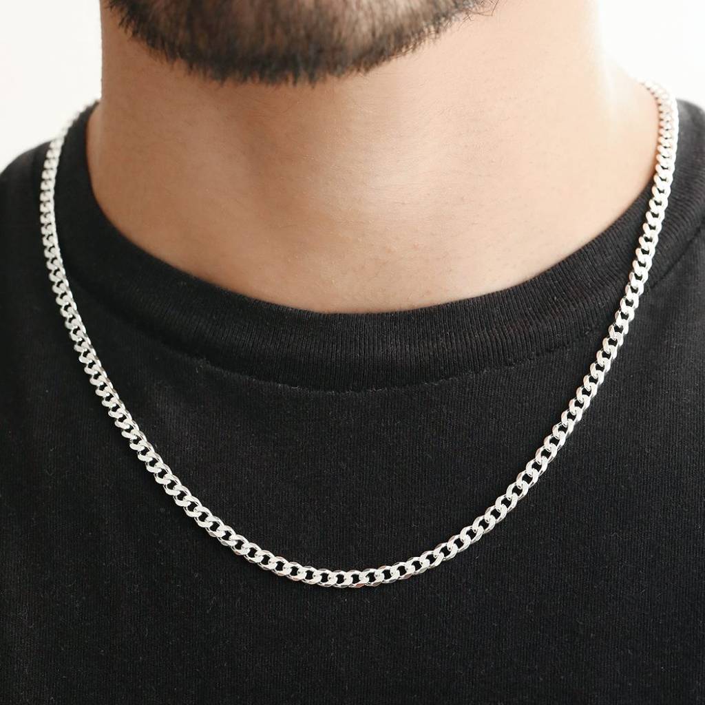 The Classic Silver-Plated Linkage 925 Sterling Silver Chain For Him 24 Inches : CH-10048-S-24-INCH
