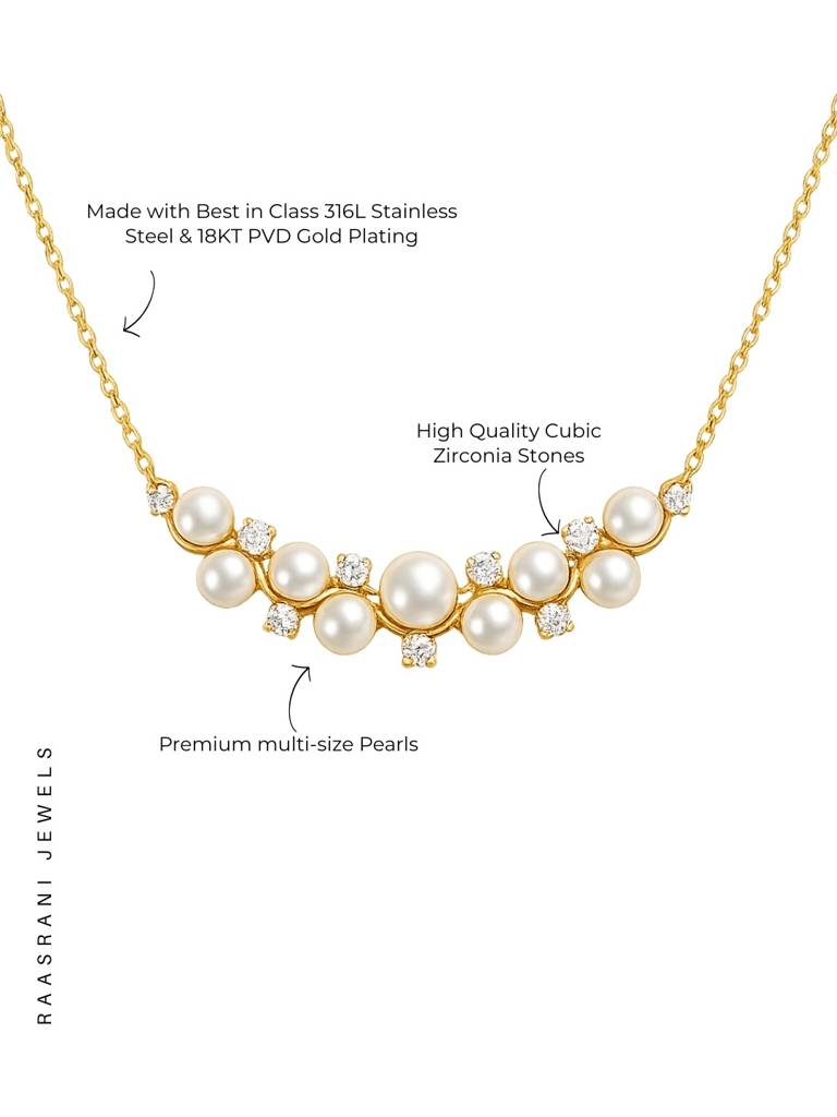 Elara Pearl & Ad Gold Necklace | Anti Tarnish Everyday Wear : S925C737PSC
