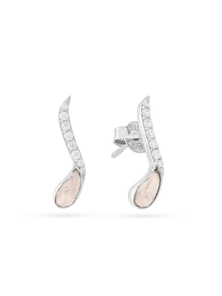 Kicky And Perky 925 Sterling Silver Studded With Moissanite And Polki Stud Earring For Women : SILDWE031