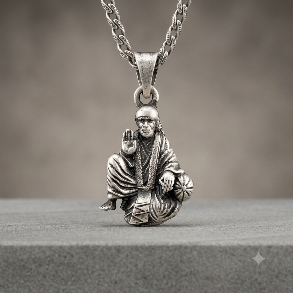 Sai Baba 925 Sterling Silver Pendant For Men And Women | Spiritual Religious God Pendant : TWIN157