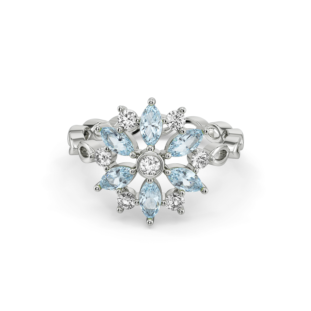Frosted Flare Snowflake - Lab Diamond Fashion Ring : LLRG0107