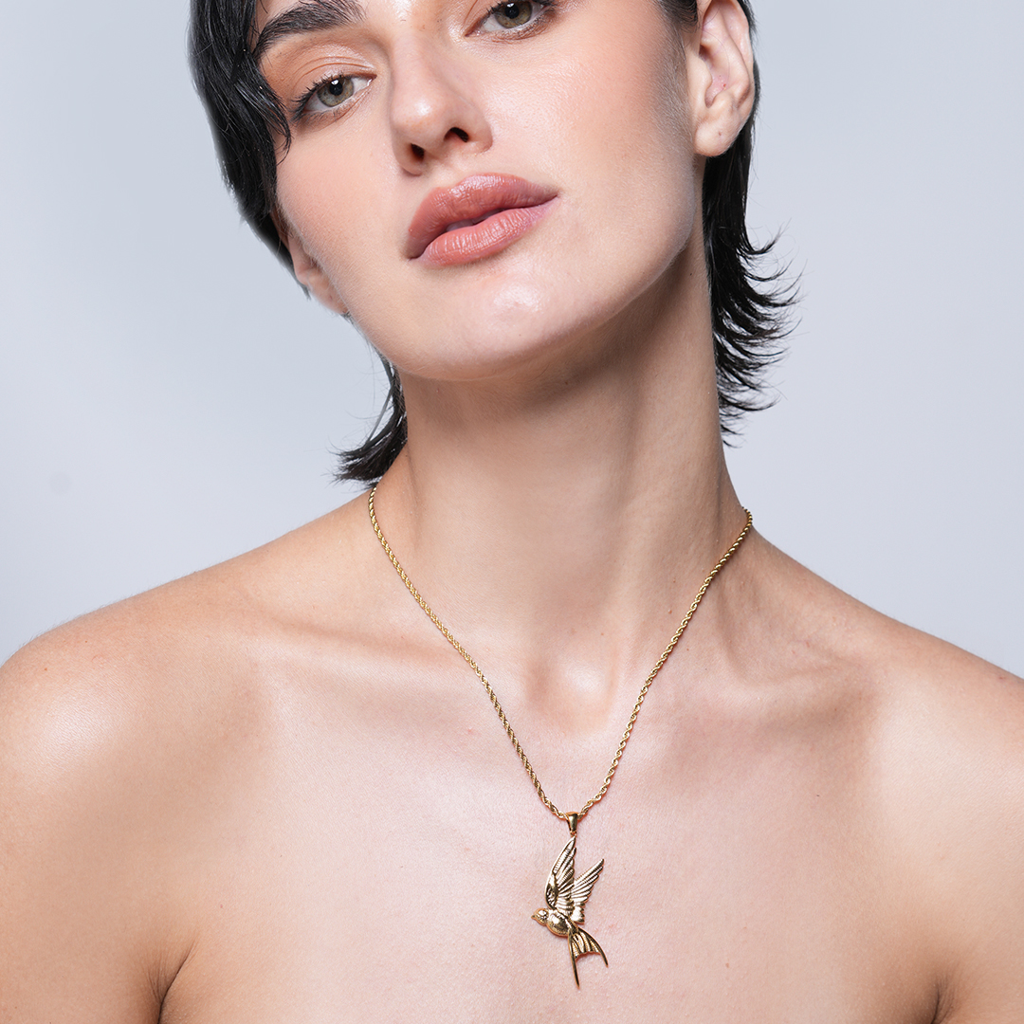 Peace Dove Pendant Twisted Chain Necklace : CAO0097JND