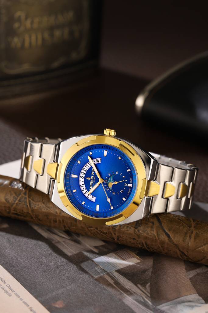 Camden Collection Analog Quartz Watch For Men With Round Dial, Retrograde Date Display, 24-Hour Day-Night Indica : LFM10021-33