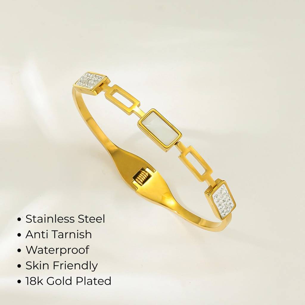 White Stone Diamond Bracelet : BR_SS_CB06_gld