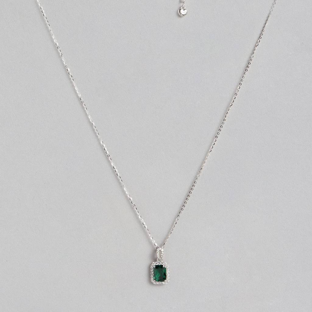 Emerald Cz 925 Sterling Silver Necklace : NL-30111