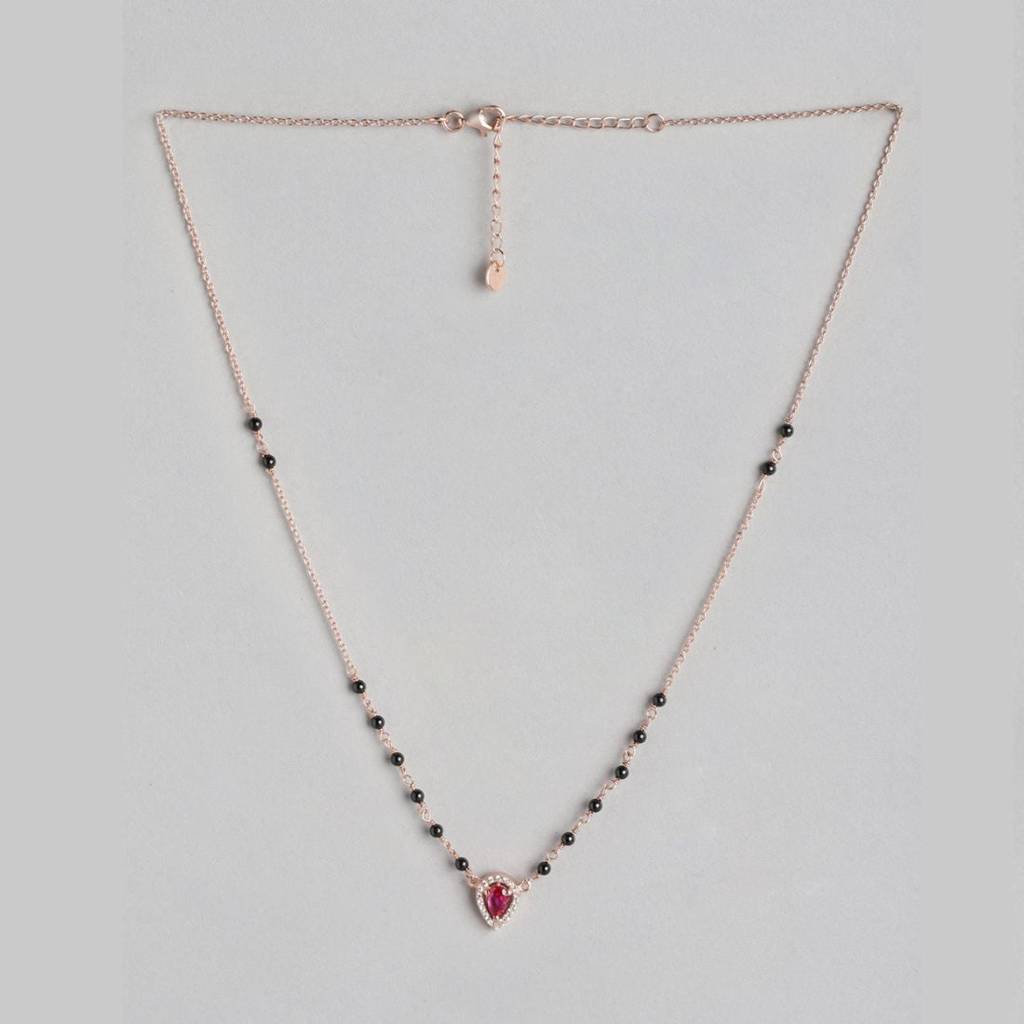 Blushing Vows Rose Gold-Plated 925 Sterling Silver Cz Mangalsutra : MGS-10042-RG