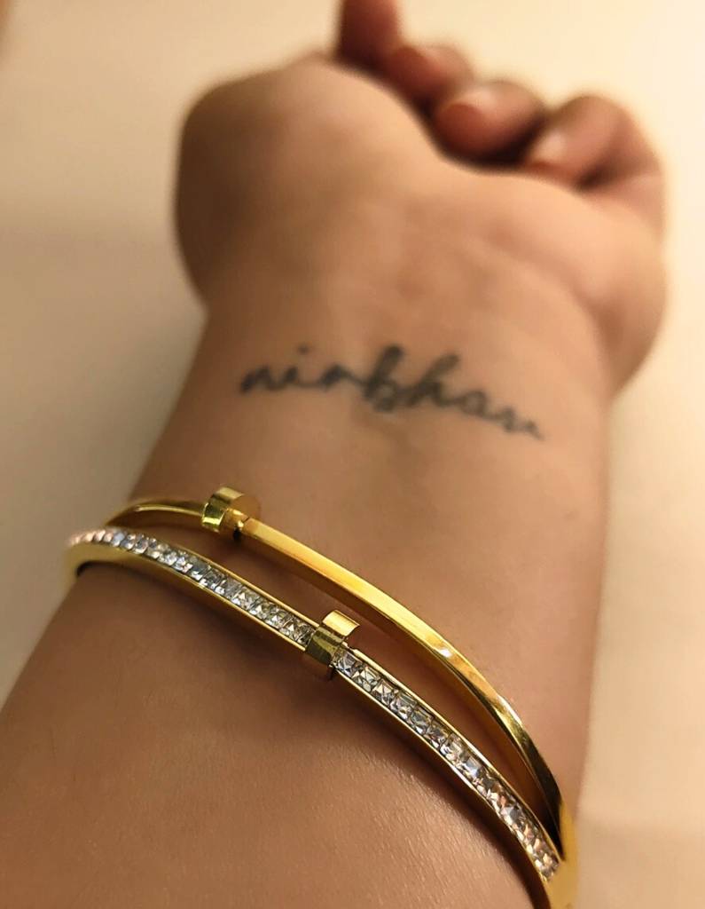 Double Line Studded Bracelet Â 18K Gold Plated With Premium Ad Stone : ATB520DLSSB