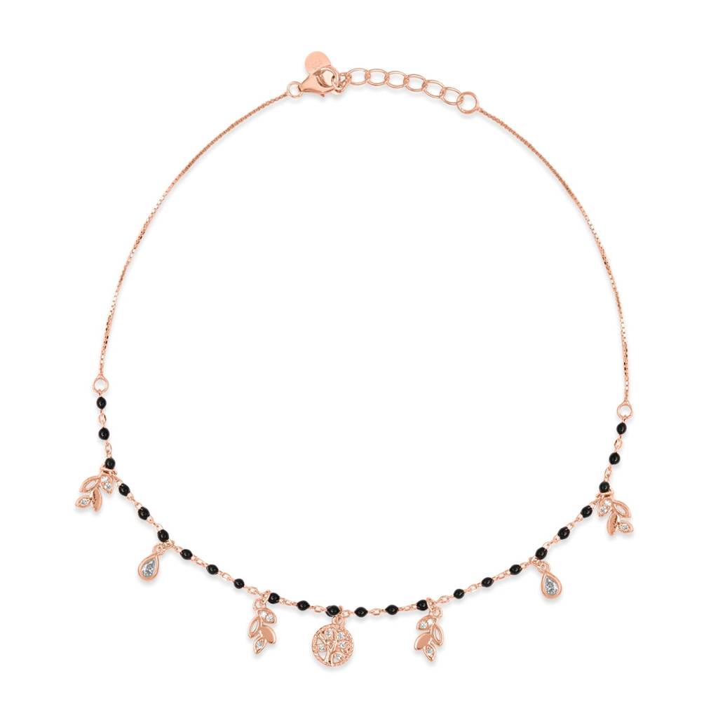 Charming 925 Sterling Silver Rose Gold Plated Anklet : ANK-60404-PAIR-RG