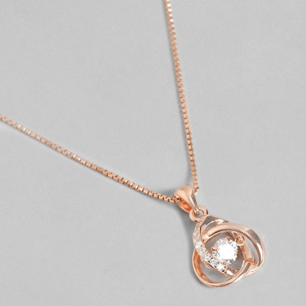 Universal Embrace Rose Gold 925 Silver Necklace With Chain : PEN-30009-C