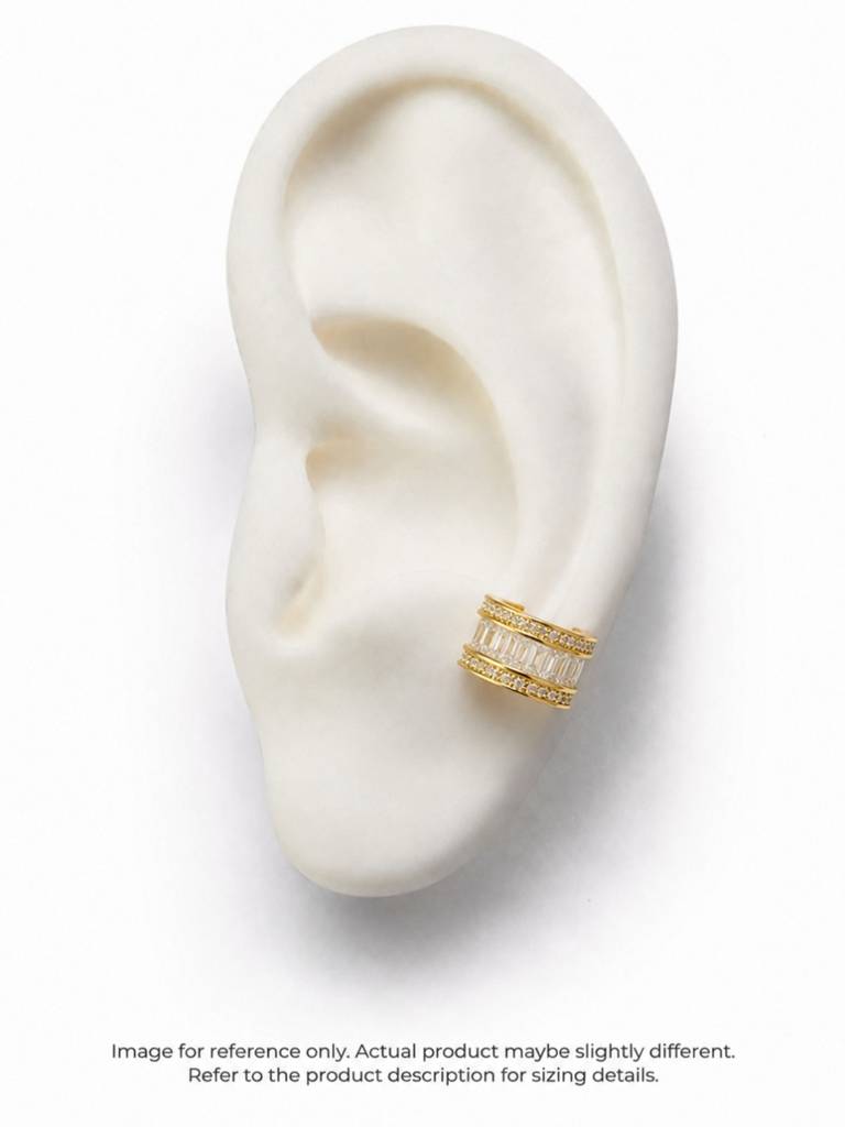 Triple Row Cz Ear Cuff | 18K Gold Plated Anti-Tarnish Ear Clip : ATE887LCE