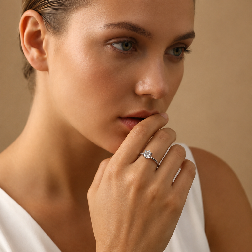 925 Silver Crown Setting Adjustable Ring : LR23233