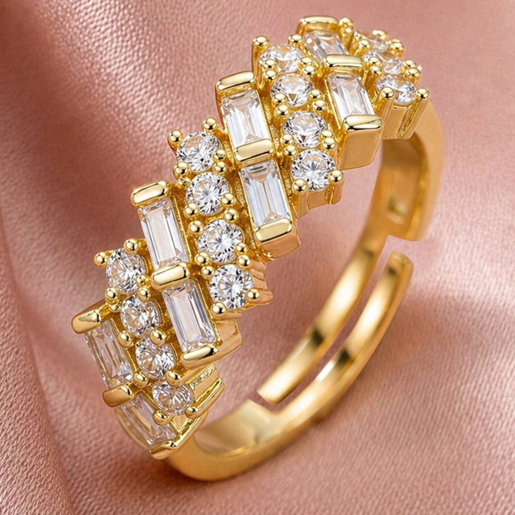 Luxe Baguette Crown Statement Anti-Tarnish Ring For Women : HSPS60MB1866