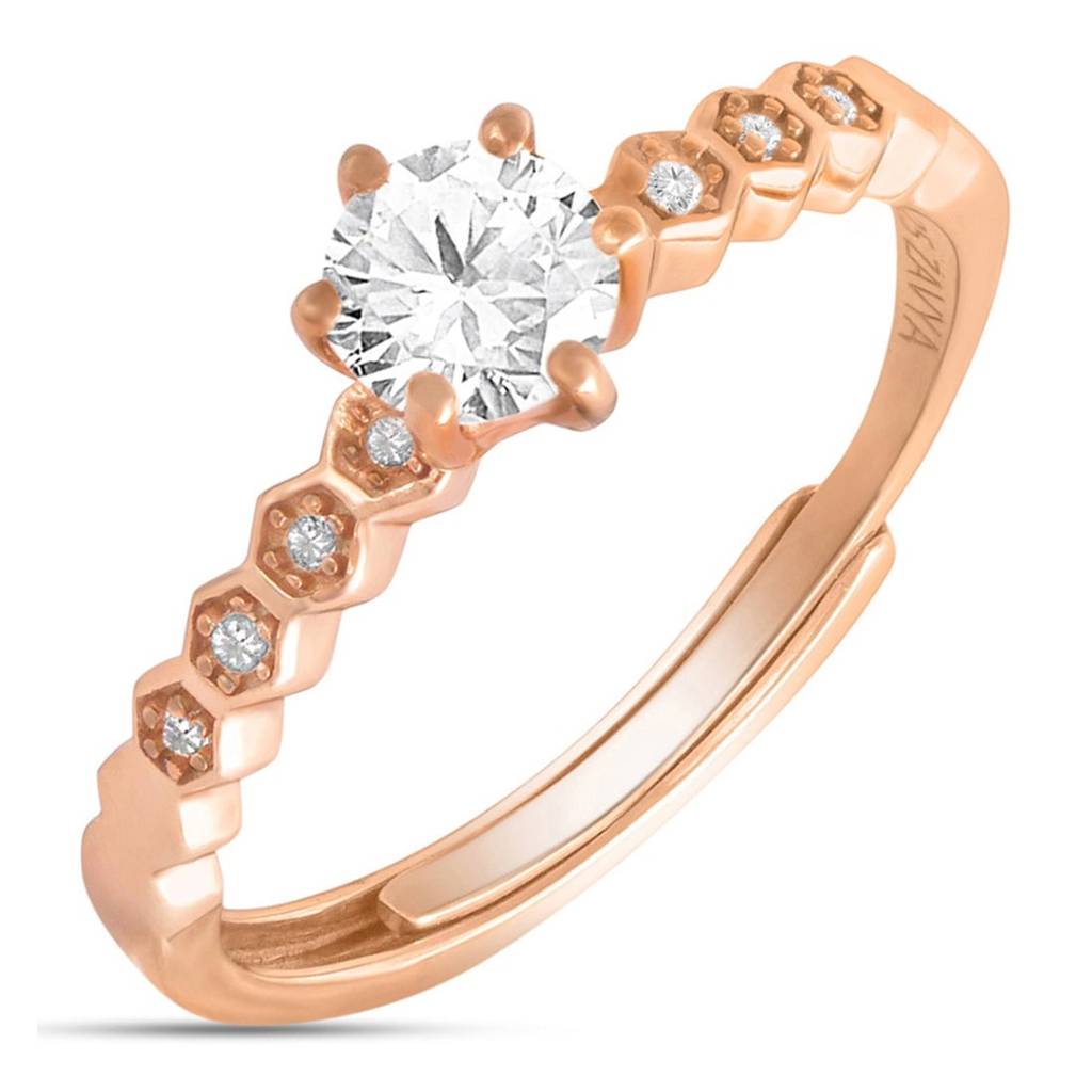 The Princess Solitaire Rose Gold Plated 925 Sterling Silver Ring : RNG-40025-RG