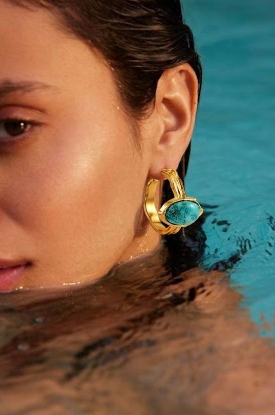 Turquoise Eye Drop Earrings : AWE-406