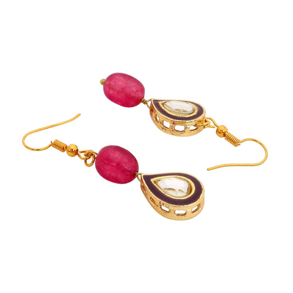 22Kt Gold-Plated Enamel Kundan Pearl Chain Set : PE10018