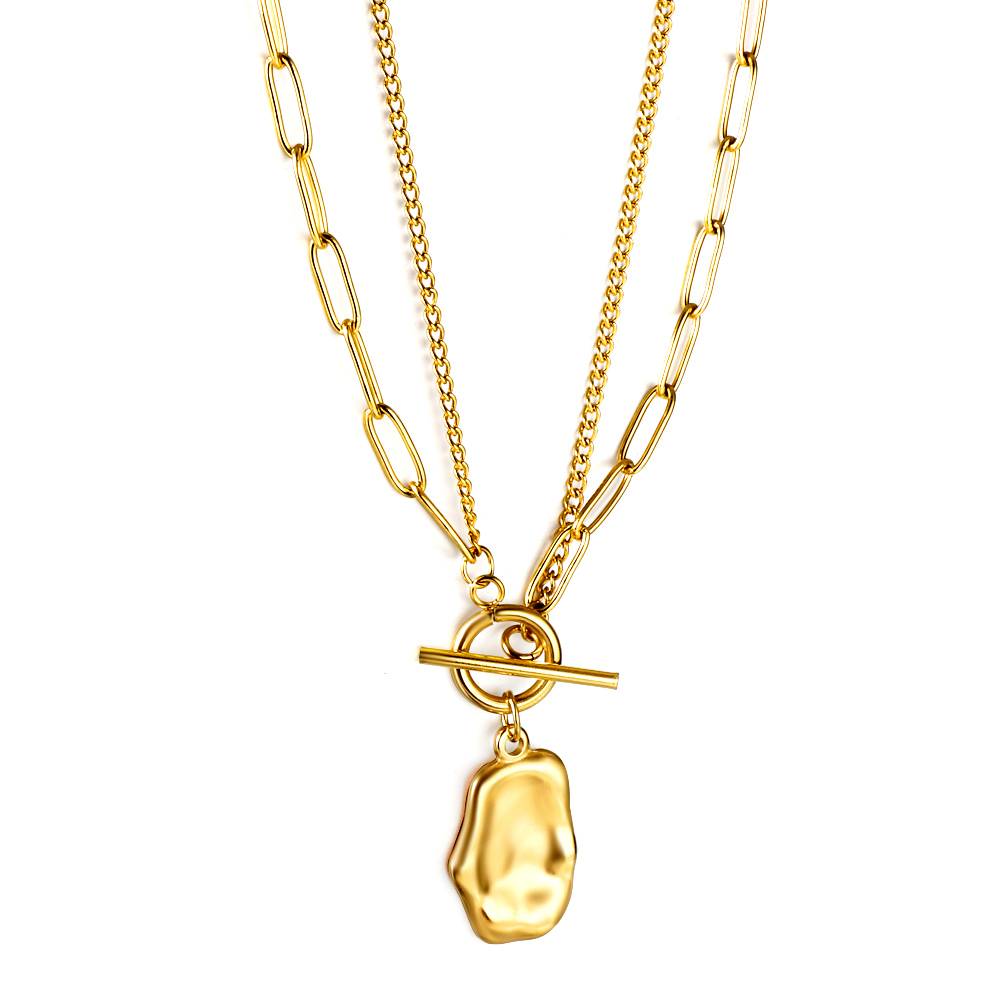 Regal Beaten Gold Layered Necklace : AS-NK-LG-01
