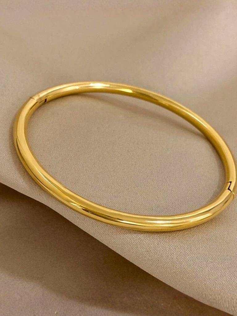 Floral Link & Gold Bangel Bracelet Combo, 18K Gold-Plated : CBR016FLG
