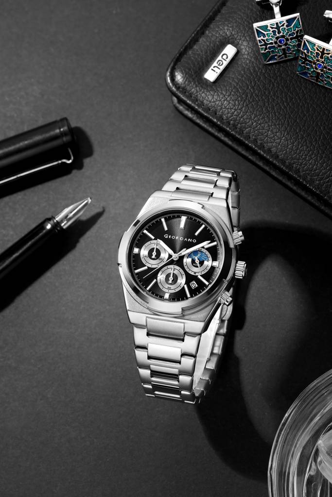 Giordano Luxury Multifunctional Watch For Men With Round Dial, Date Display And Stainless Steel Strap : GZ-50152-22