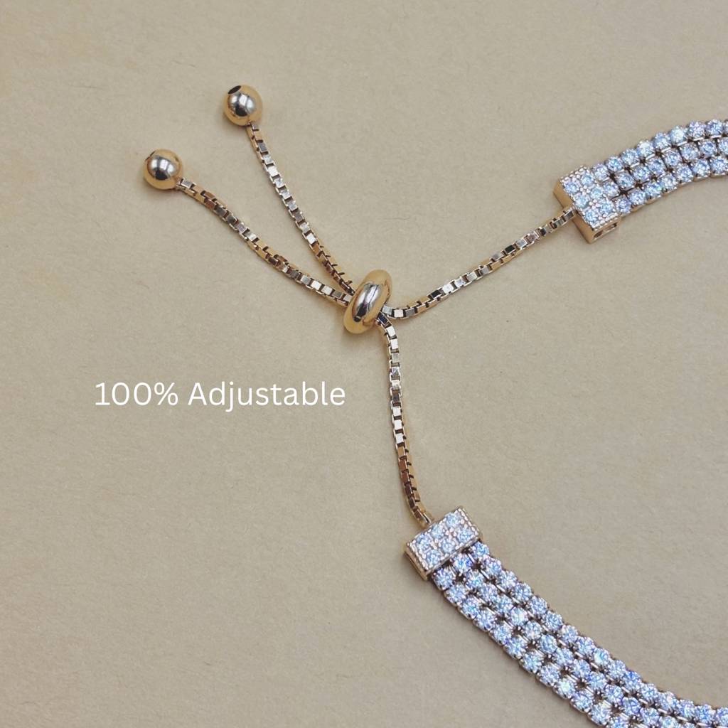 Champagne: 92.5 Silver Three Layered Gold Tennis Bracelet For Women : 1101BR