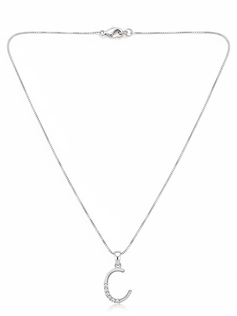 925 Pure Silver Alphabet C Letter Unisex Sterling Silver  Pendant : CP1131