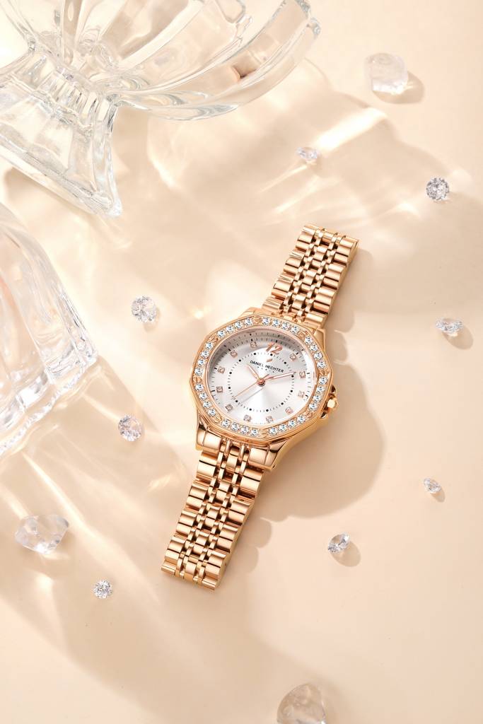 Daniel Hechter Paris Vendome Collection Analog Watch For Women With Crystal Studded Bezel, Crystal Accents And St : DHW2009-22