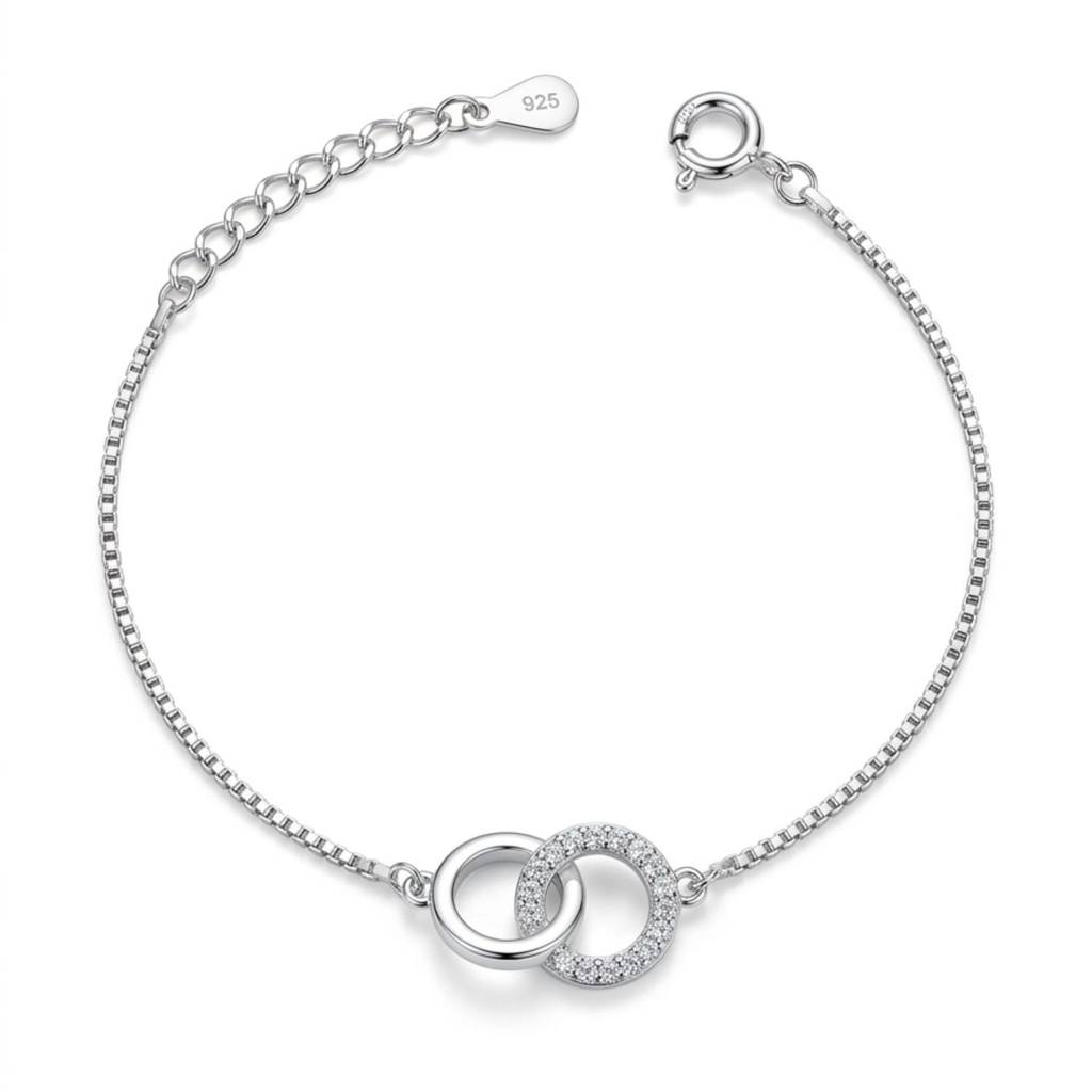 Interlocking Circles Box Chain Bracelet : BR1142