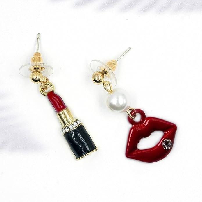 Lipstick And Lips Mismatched Drop Earrings : HSPS60MB0066