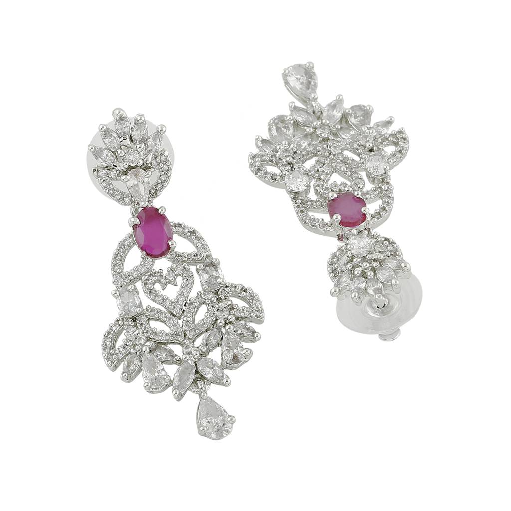 Estele Rhodium Plated Cz Sparkling Earrings For Women : AD-592-IR-ERER