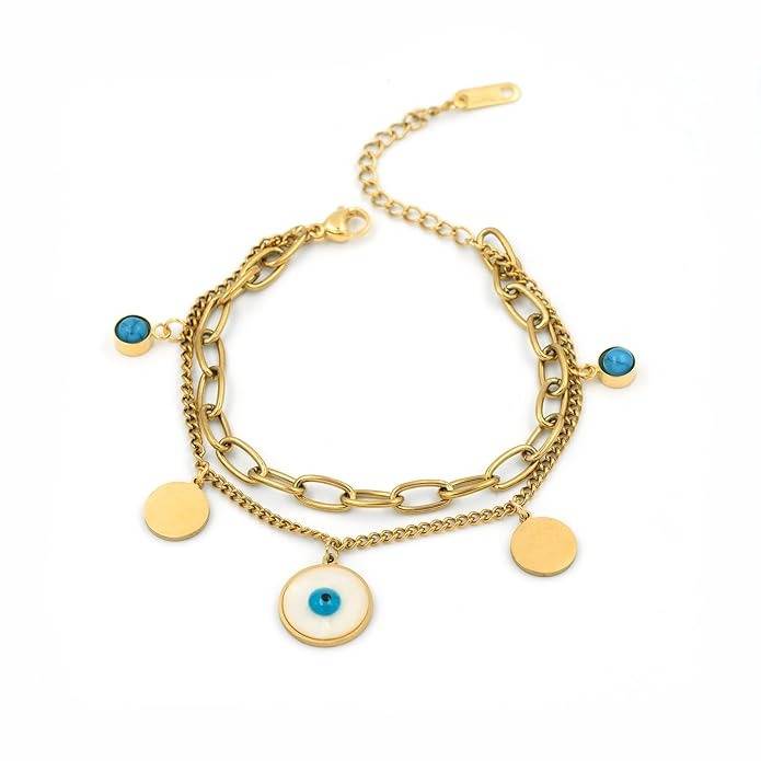 Evil Eye Chain Charm Bracelet Women & Girls | Adjustable Bracelet For Women : HSPS60MB0574