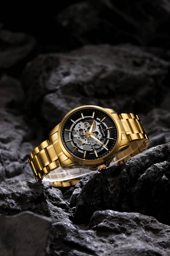 Paris Tech Collection Automatic Skeleton Wrist Watch For Men – Round Dial, Stainless Steel Strap, Mechanical Move : DHM1062-55