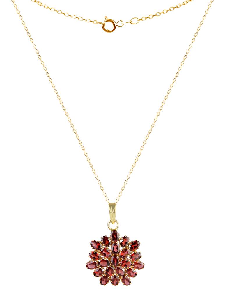 925 Sterling Silver Gold Plated Garnet Pendant With Chain For Women | Gemstone Pendant | Handmade Jewelry | Elegan : FU-040G-C