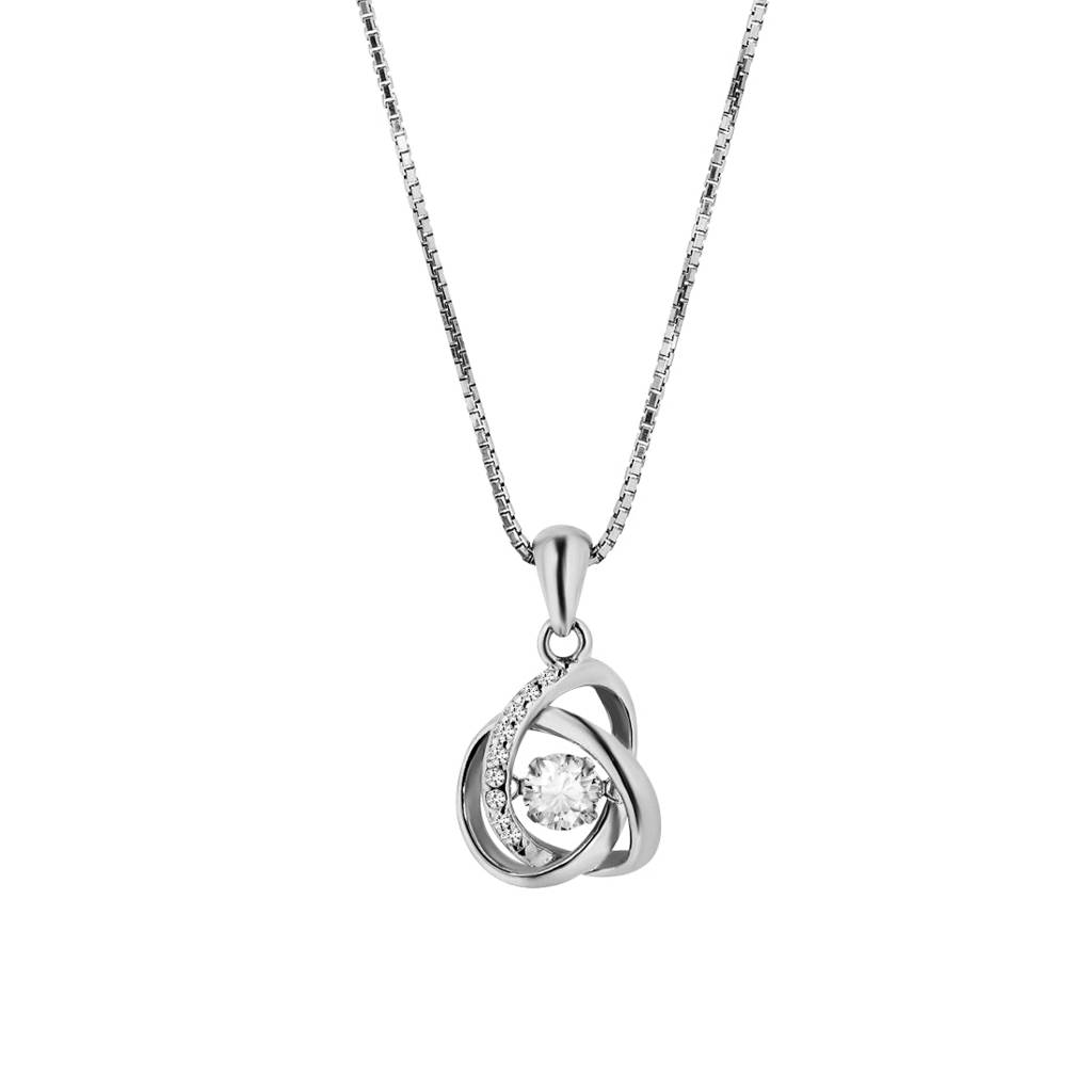 Radiant Reflections 925 Sterling Silver Rhodium Plated Pendant With Chain : PEN-30009-C-R