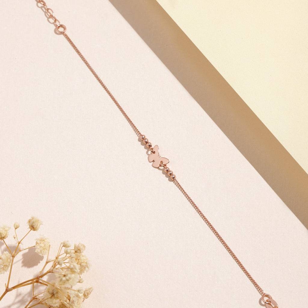 Fluttering Elegance Rose Gold-Plated 925 Sterling Silver Bracelet : BR-80233-RG