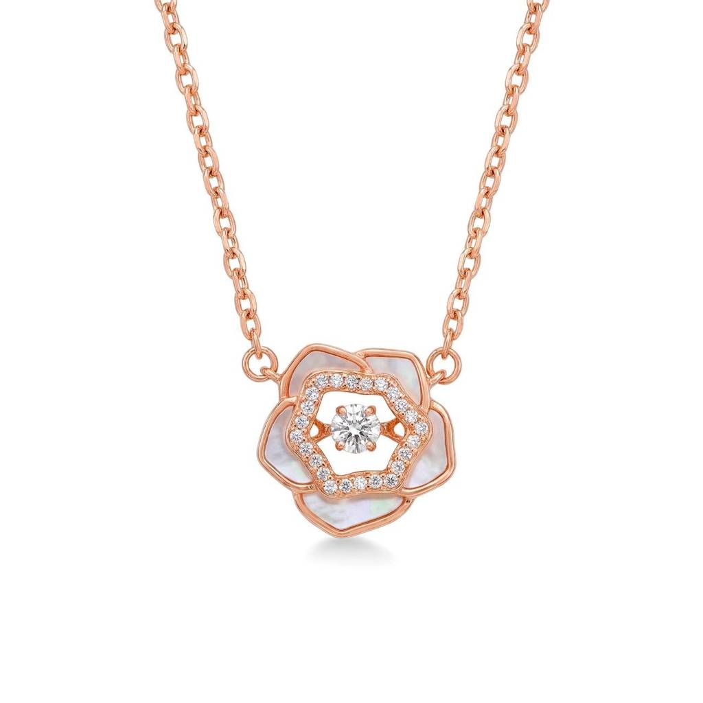 Interlinked Circle Rose Gold Plated 925 Silver Necklace : NL-30450-RG
