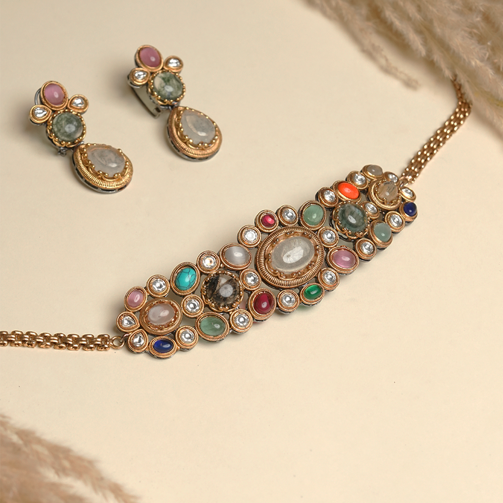 Small Navratan Choker : CAO0007MPS