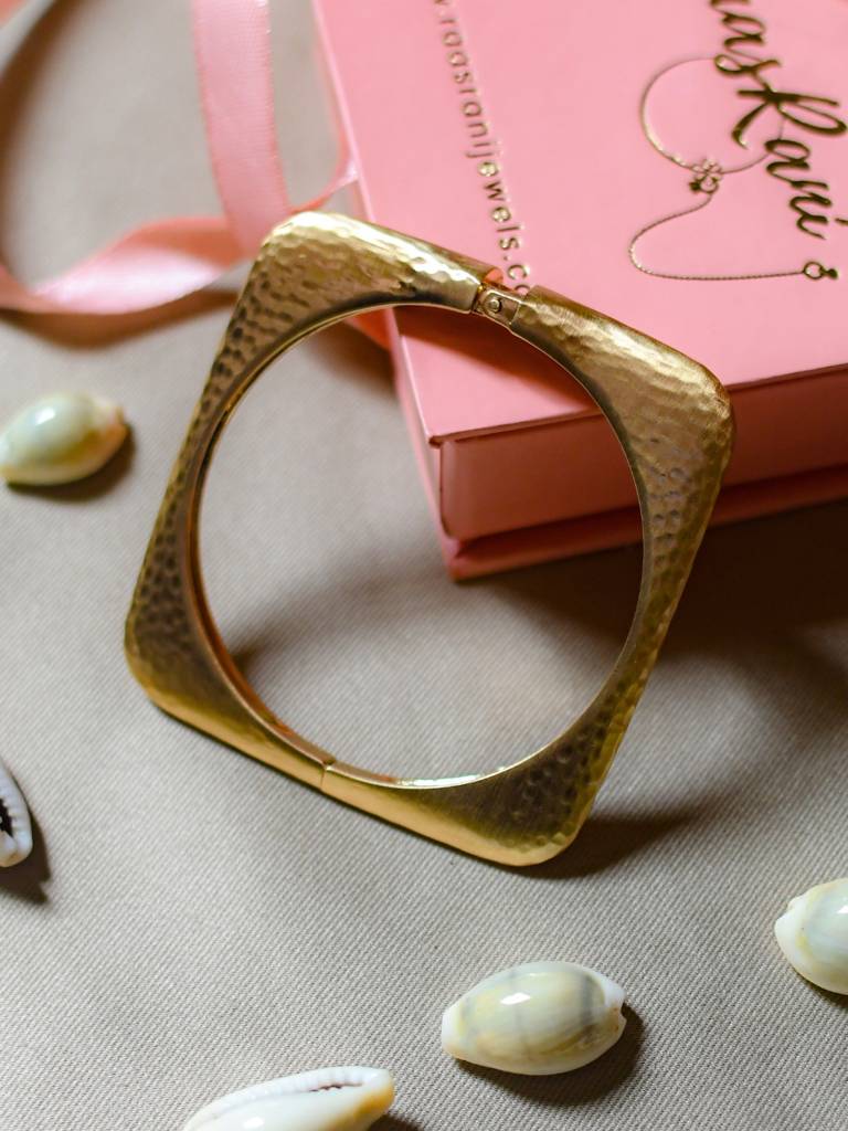 Artisanal Square Cuff Â 18K Matte Gold Plated Bracelet : ATB594MS