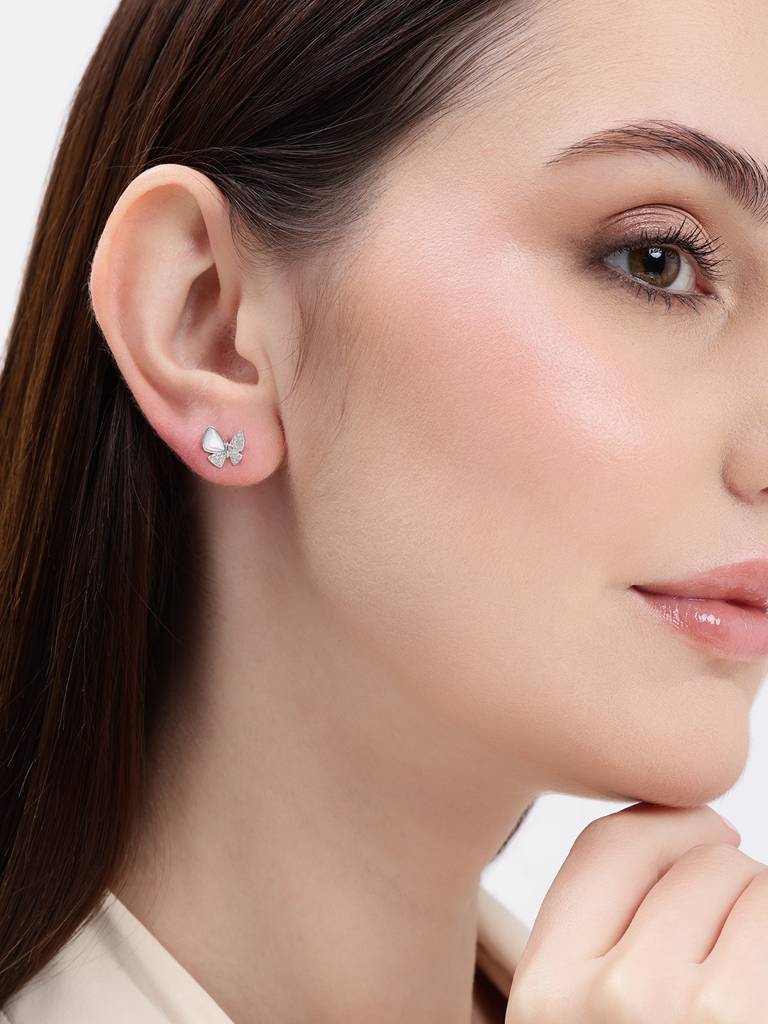 Silver Butterfly Glow Studs : WER00085